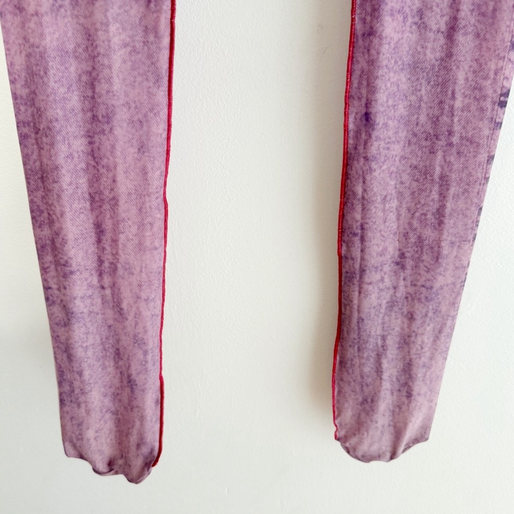 DIESEL PURPLE SHEER DENIM JEAN GRAPHIC PRINT P-KOLL D1 TIGHTS FOOTED LEGGINGS - Picture 5 of 10